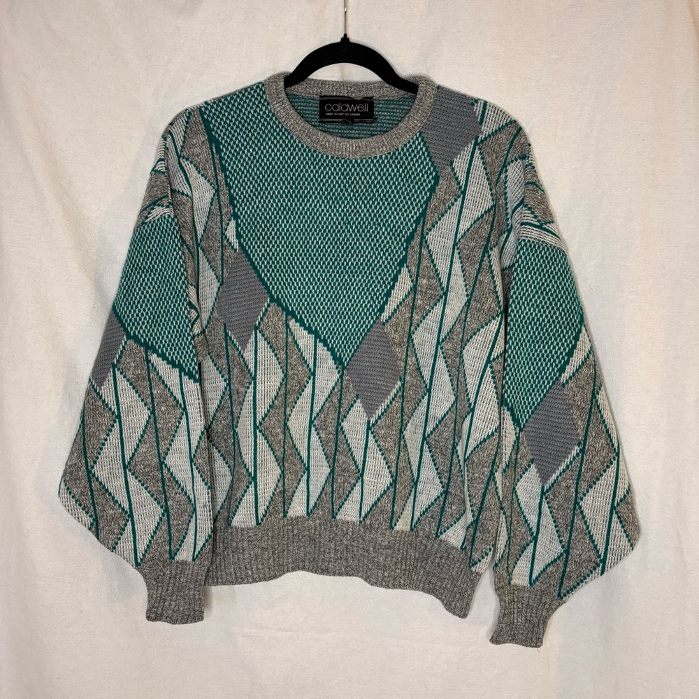 Vintage Caldwell Mens Knit Sweater Stripped/Geometric Design. 80s‎ 90s Vibe.SzSm